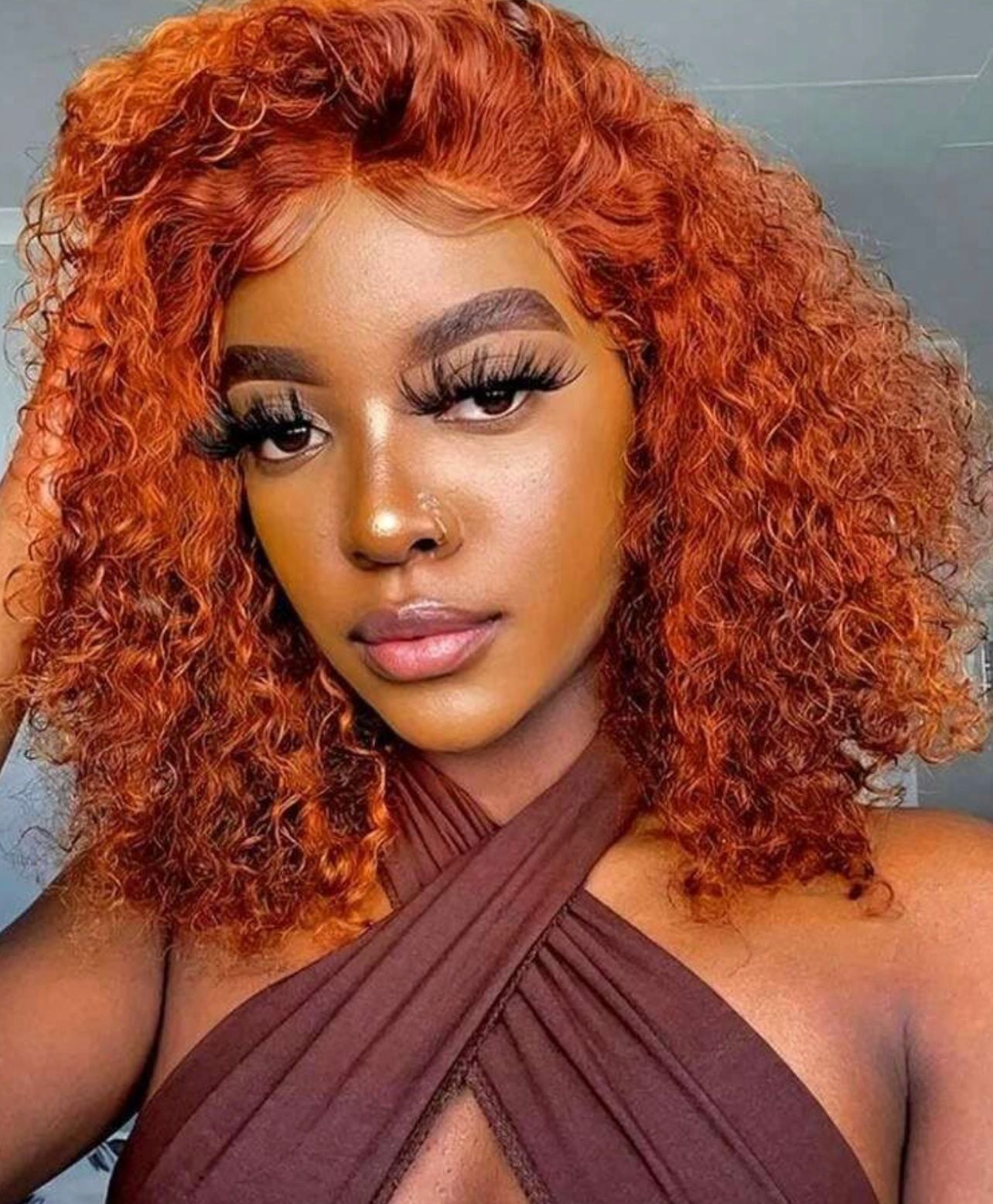 Maison Royale Copper Ember Water Wave Lace Frontal Wig (10”)